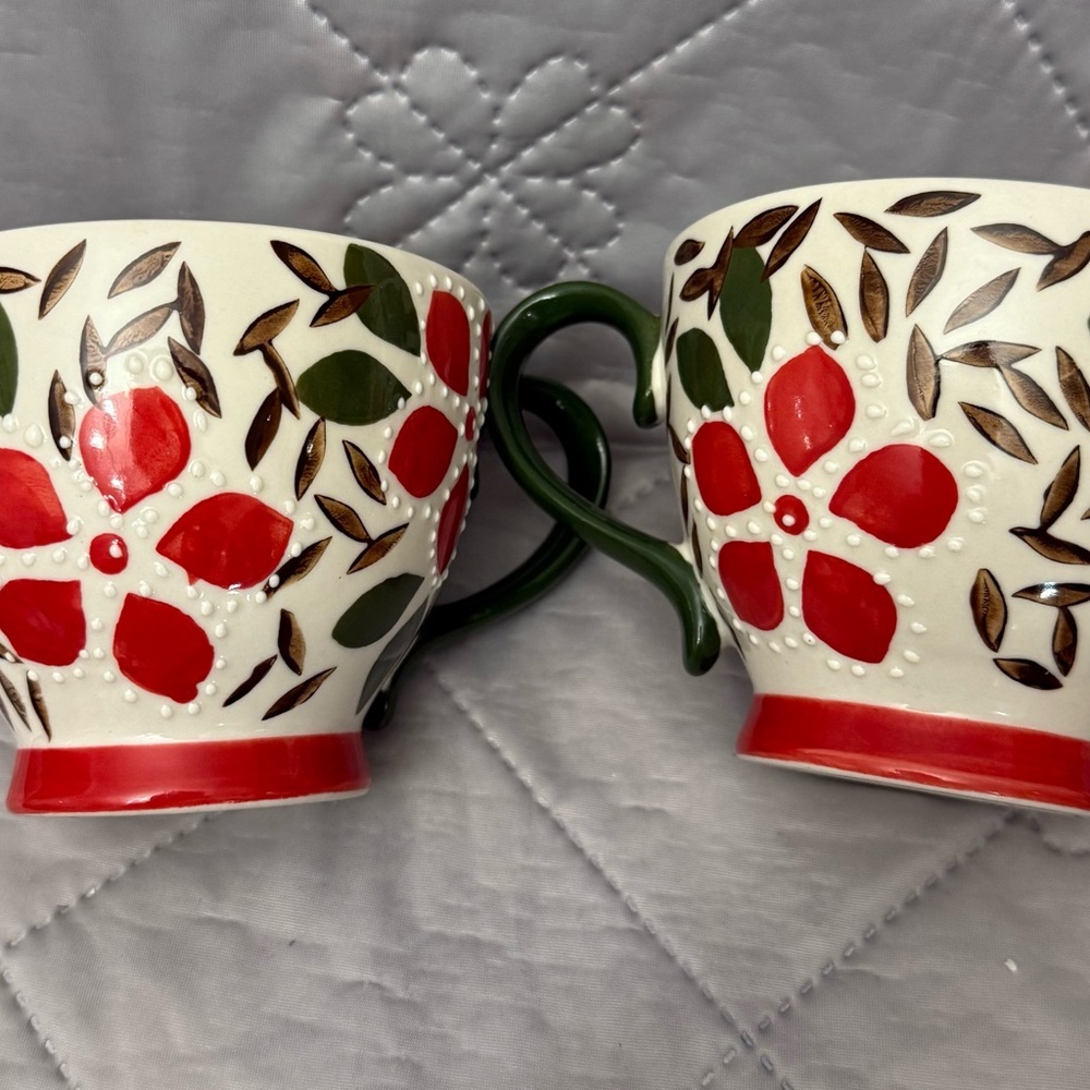 Dutch Wax Footed Coffee Mug Floral Coastline Imports Large
Cup Red